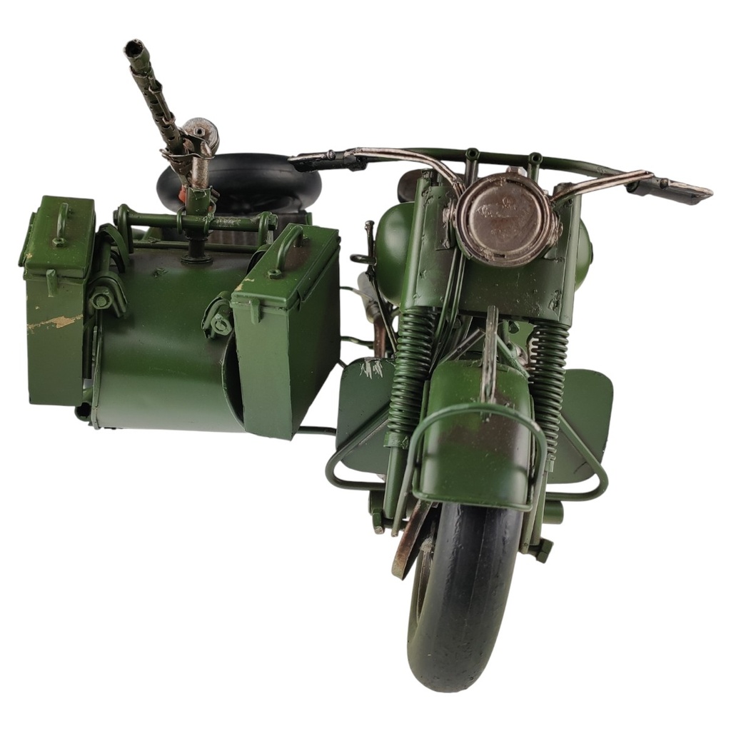 [LA-43303] Blechmodell Militärmotorrad mit Beiwagen Grün Bild 9