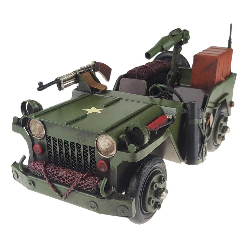 [LA-43351] Blechmodell Blechauto Modellauto Armee Militär Geländewagen mit Bewaffnung Antik-Stil Bild 2