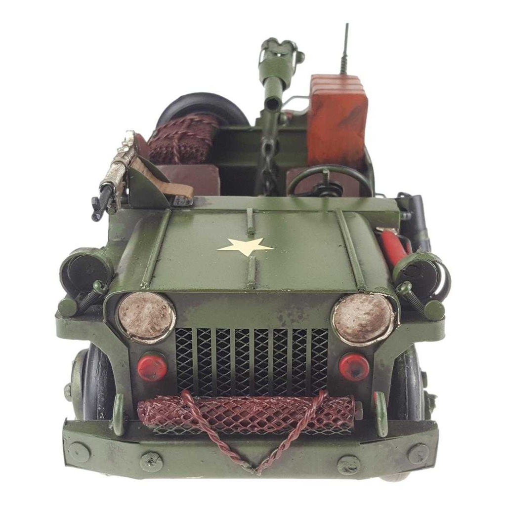 [LA-43351] Blechmodell Blechauto Modellauto Armee Militär Geländewagen mit Bewaffnung Antik-Stil Bild 3