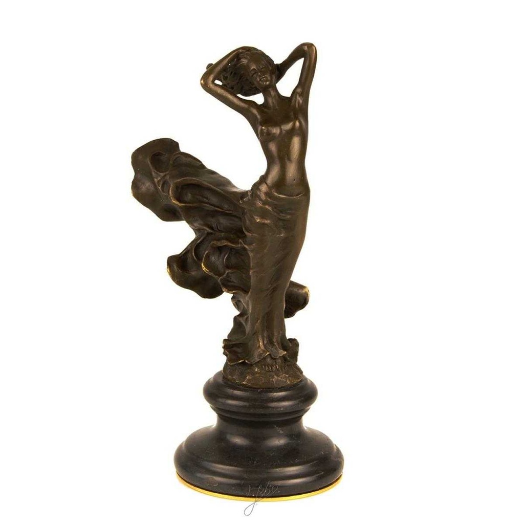 [LA-43361] Bronzeskulptur Bronzefigur Frau Wirbelndes Kleid Bild 3