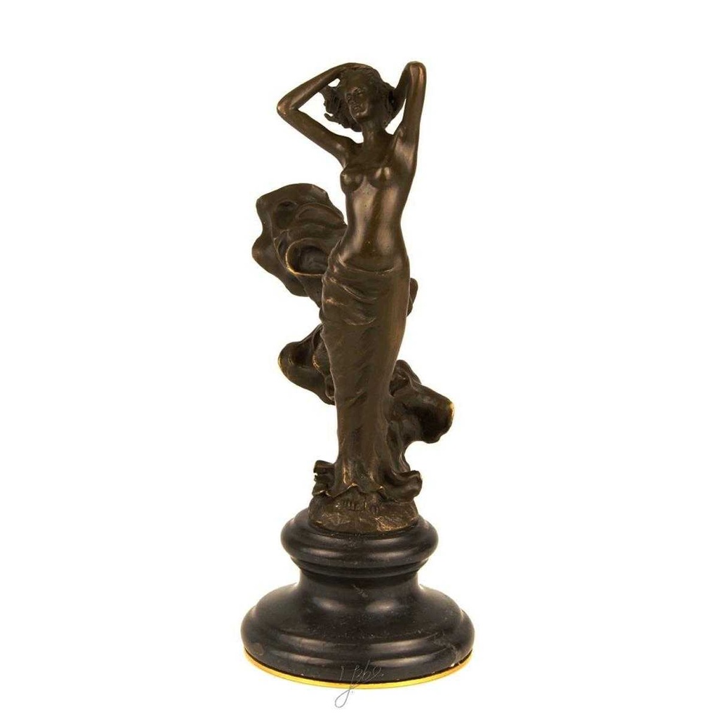 [LA-43361] Bronzeskulptur Bronzefigur Frau Wirbelndes Kleid Bild 4