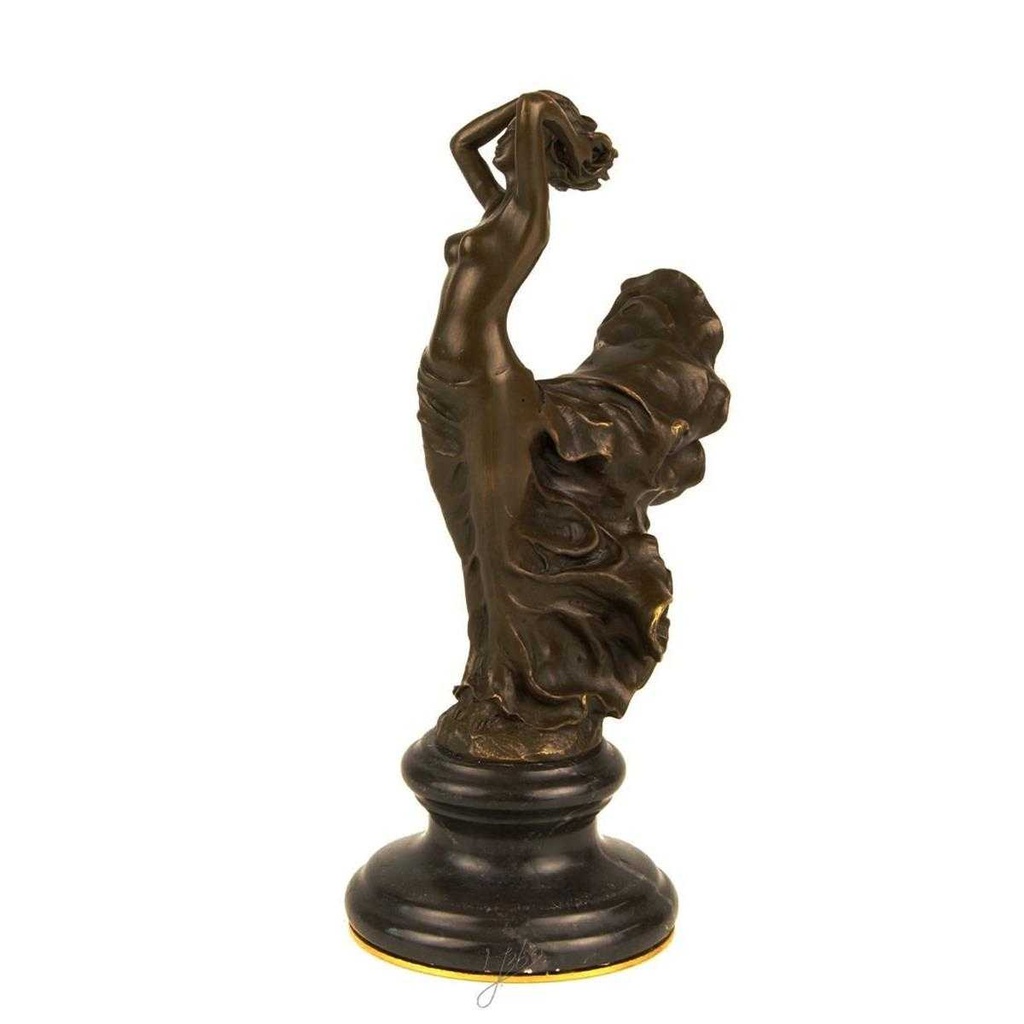 [LA-43361] Bronzeskulptur Bronzefigur Frau Wirbelndes Kleid Bild 6