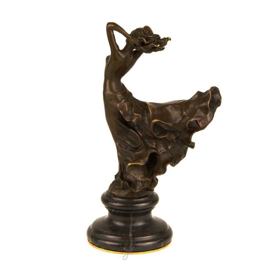 [LA-43361] Bronzeskulptur Bronzefigur Frau Wirbelndes Kleid Bild 9