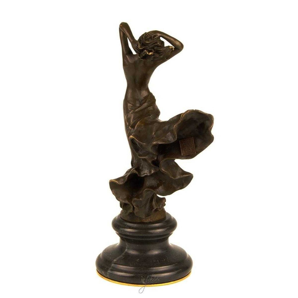 [LA-43361] Bronzeskulptur Bronzefigur Frau Wirbelndes Kleid Bild 11