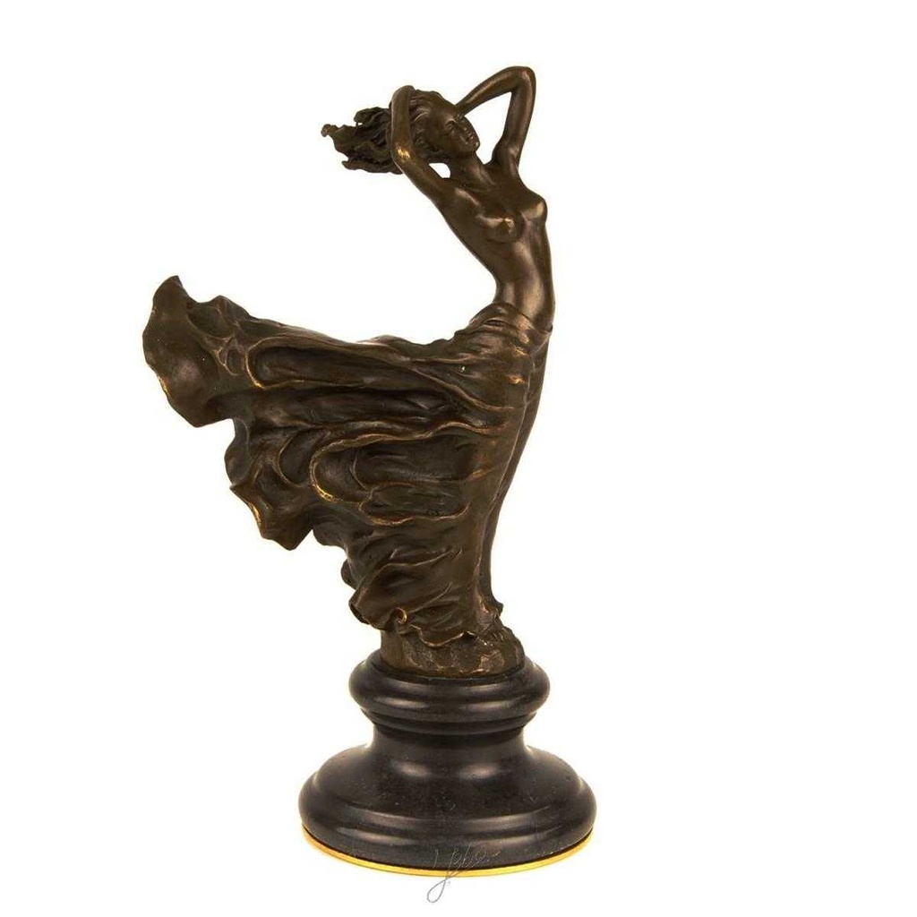 [LA-43361] Bronzeskulptur Bronzefigur Frau Wirbelndes Kleid Bild 16