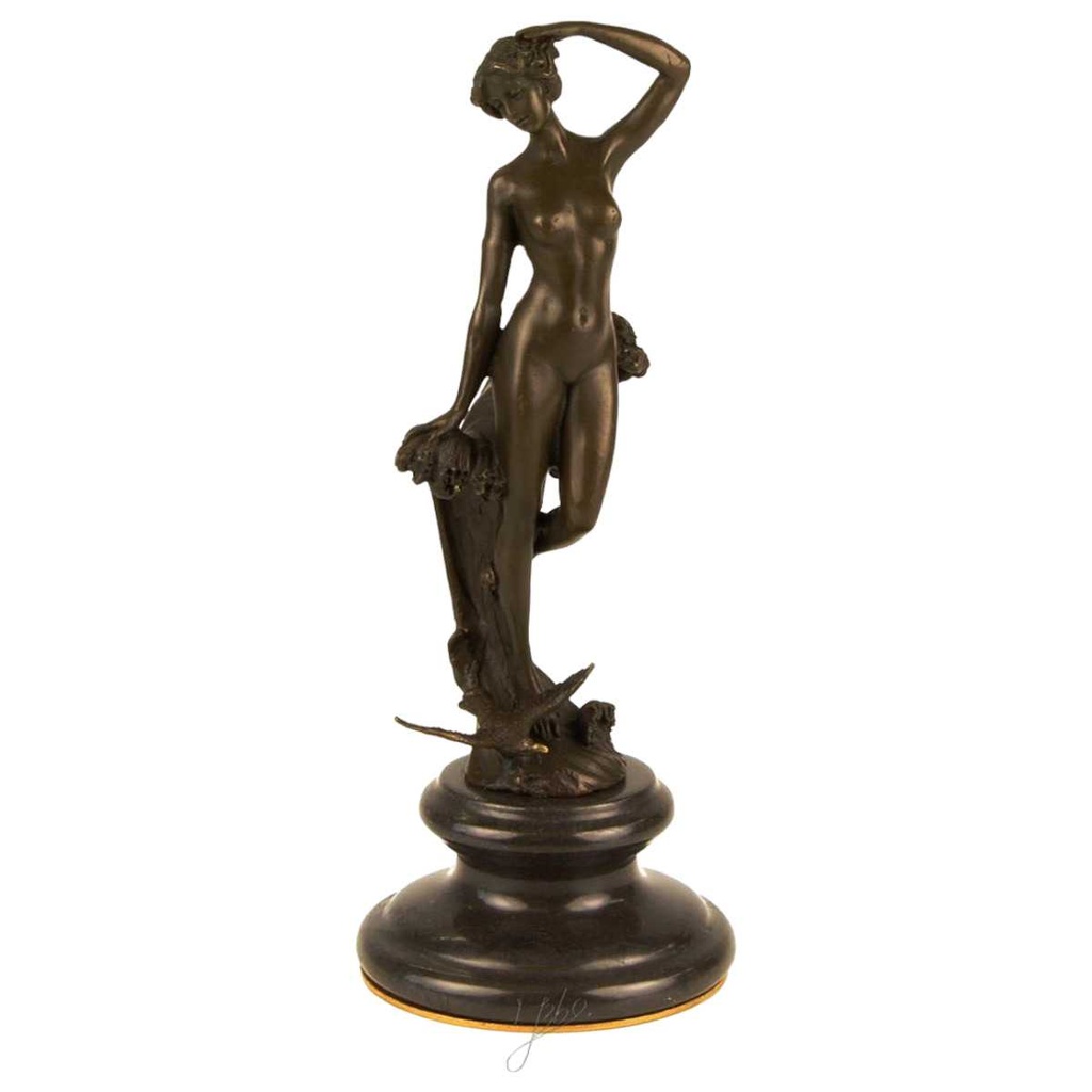 [LA-43364] Bronzeskulptur Bronzefigur Frau Nymphe Naturgeist Mythologie Bild 2