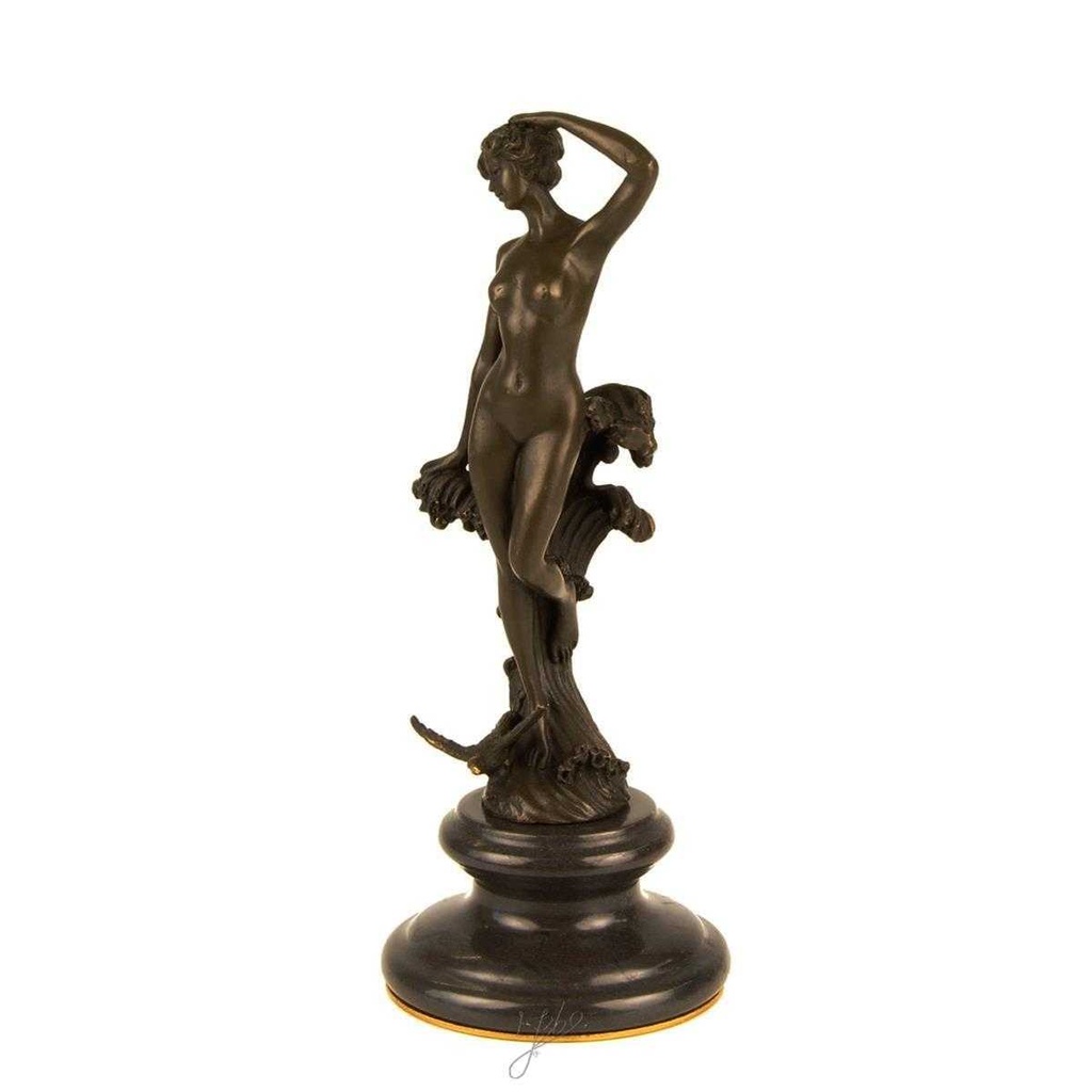 [LA-43364] Bronzeskulptur Bronzefigur Frau Nymphe Naturgeist Mythologie Bild 4
