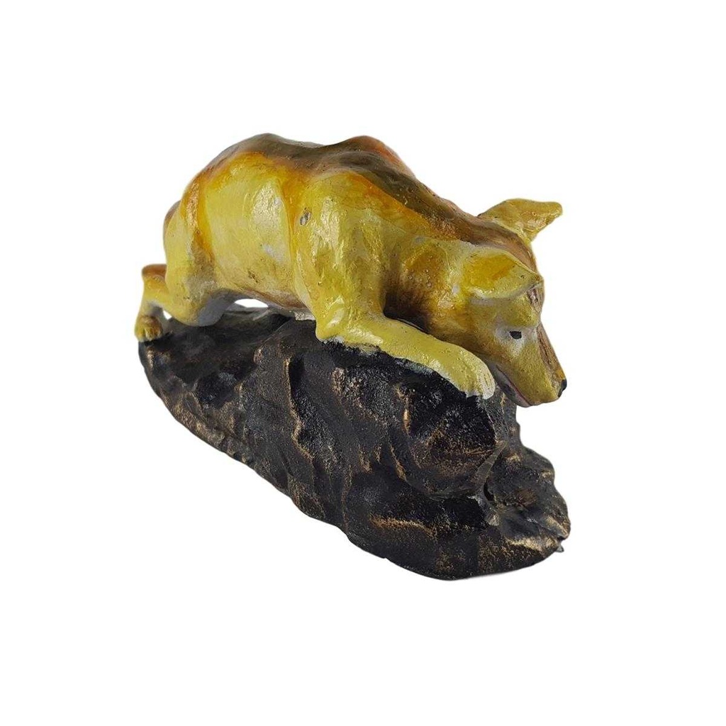 [LA-43538] Figur Skulptur Gusseisen Fuchs auf Felsen anschleichend L 23 cm Bild 5