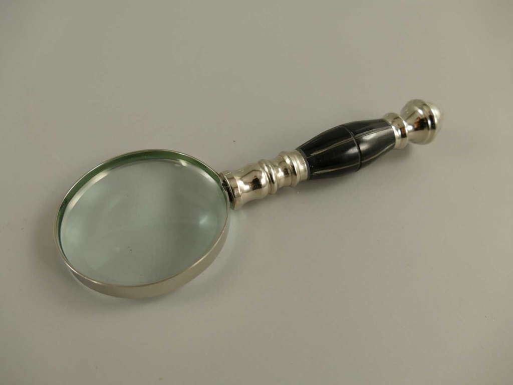 [LA-43607] Leselupe Handlupe Vergrößerungsglas/Brieföffner auf Ständer Set vernickelt H 19 cm Bild 4