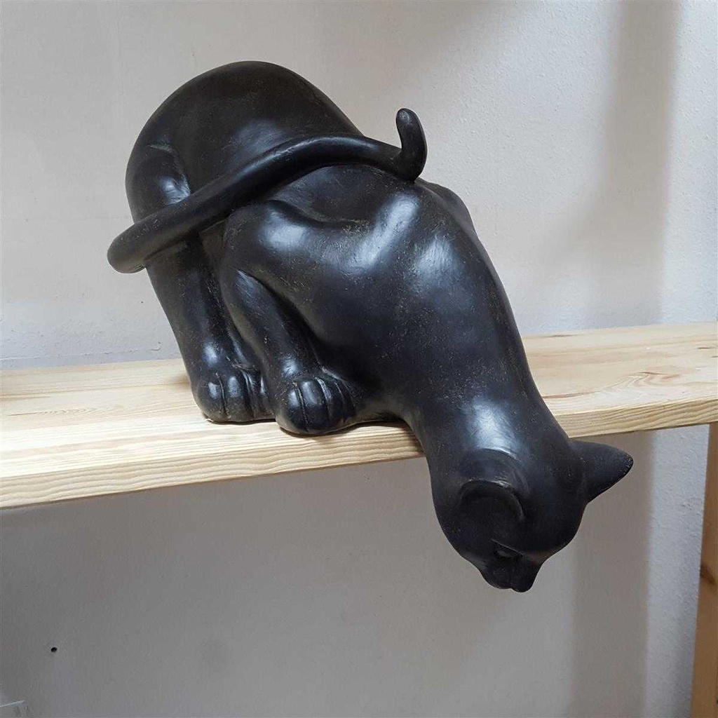 [LA-43657] Skulptur Figur Harz nach unten schauende Katze Bild 2