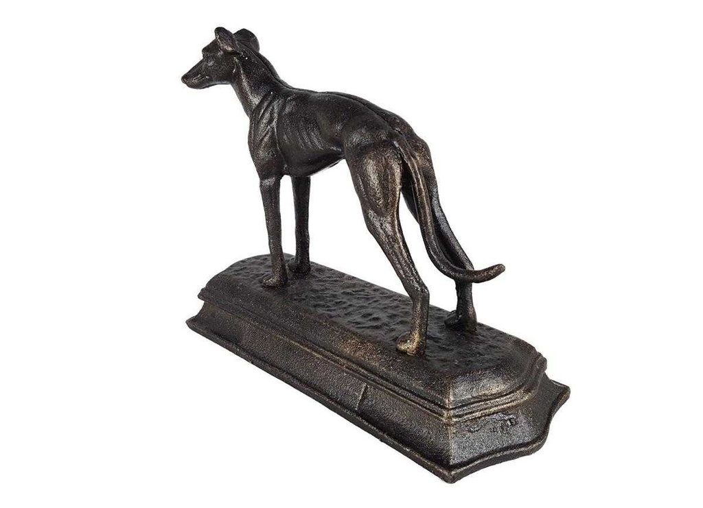 [LA-43731] Figur Skulptur Gusseisen Bronzelook Windhund Gusseisensockel L 23,3 cm Bild 3