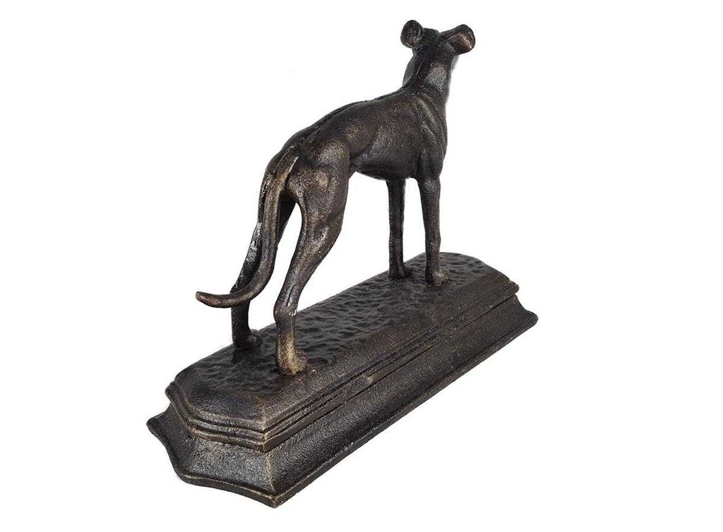 [LA-43731] Figur Skulptur Gusseisen Bronzelook Windhund Gusseisensockel L 23,3 cm Bild 5