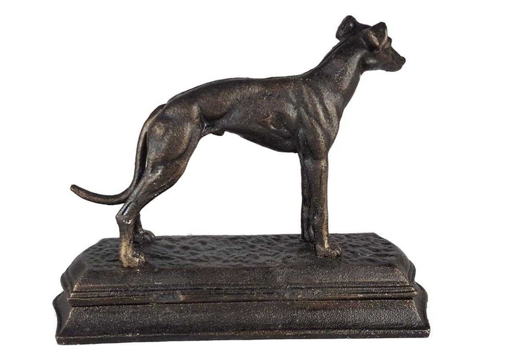 [LA-43731] Figur Skulptur Gusseisen Bronzelook Windhund Gusseisensockel L 23,3 cm Bild 6