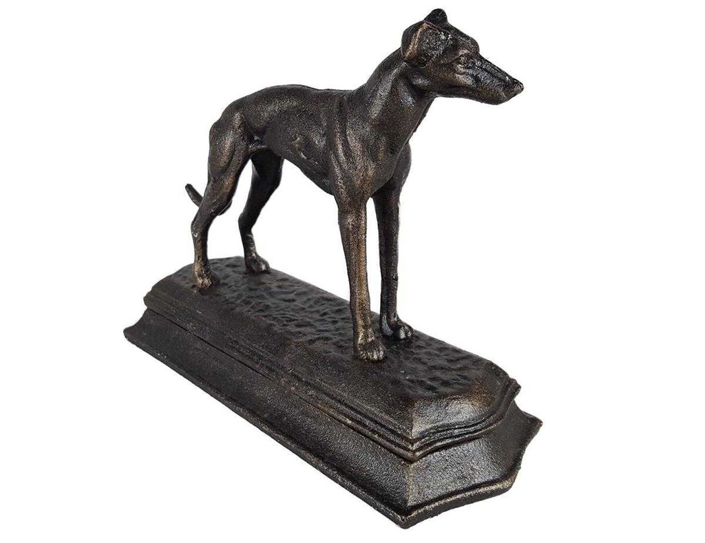 [LA-43731] Figur Skulptur Gusseisen Bronzelook Windhund Gusseisensockel L 23,3 cm Bild 7