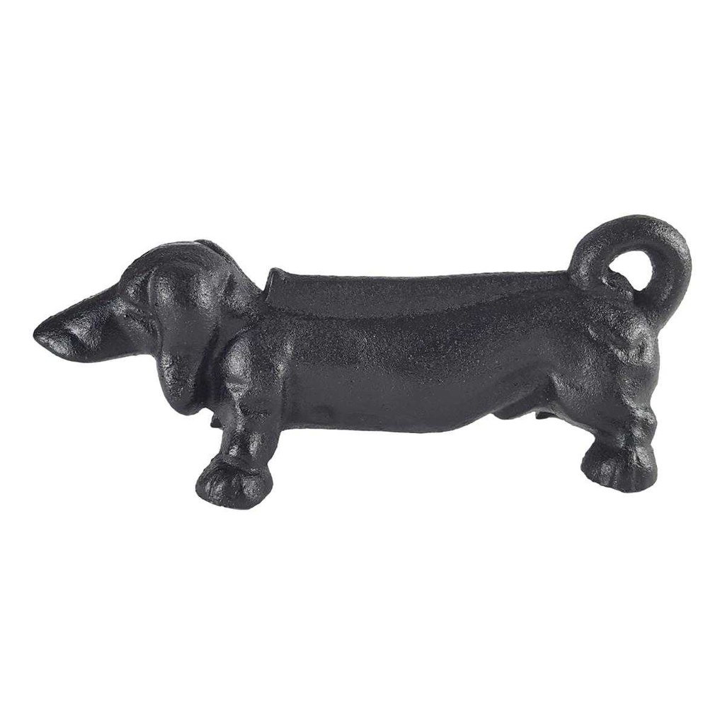 [LA-43744] Stiefelschaber Türstopper Figur Skulptur Dackel Hund schwarz L 23,5 cm Gusseisen Bild 2