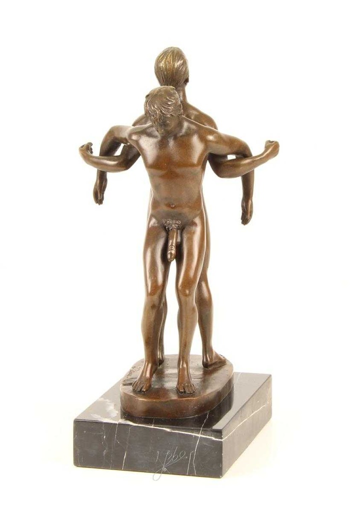 [LA-43835] Bronzeskulptur Bronzefigur Statue Erotik Liebesakt Nackte Gays Boys Jungs Männer Paar Bild 6