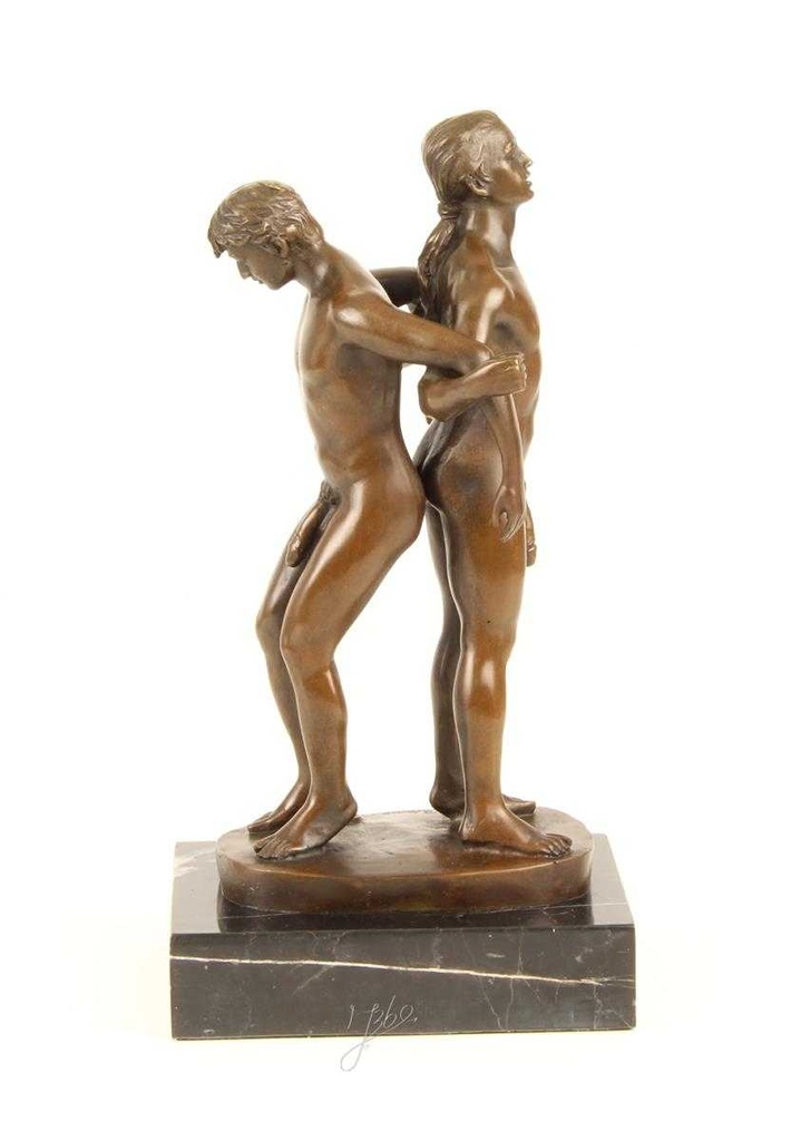 [LA-43835] Bronzeskulptur Bronzefigur Statue Erotik Liebesakt Nackte Gays Boys Jungs Männer Paar Bild 9
