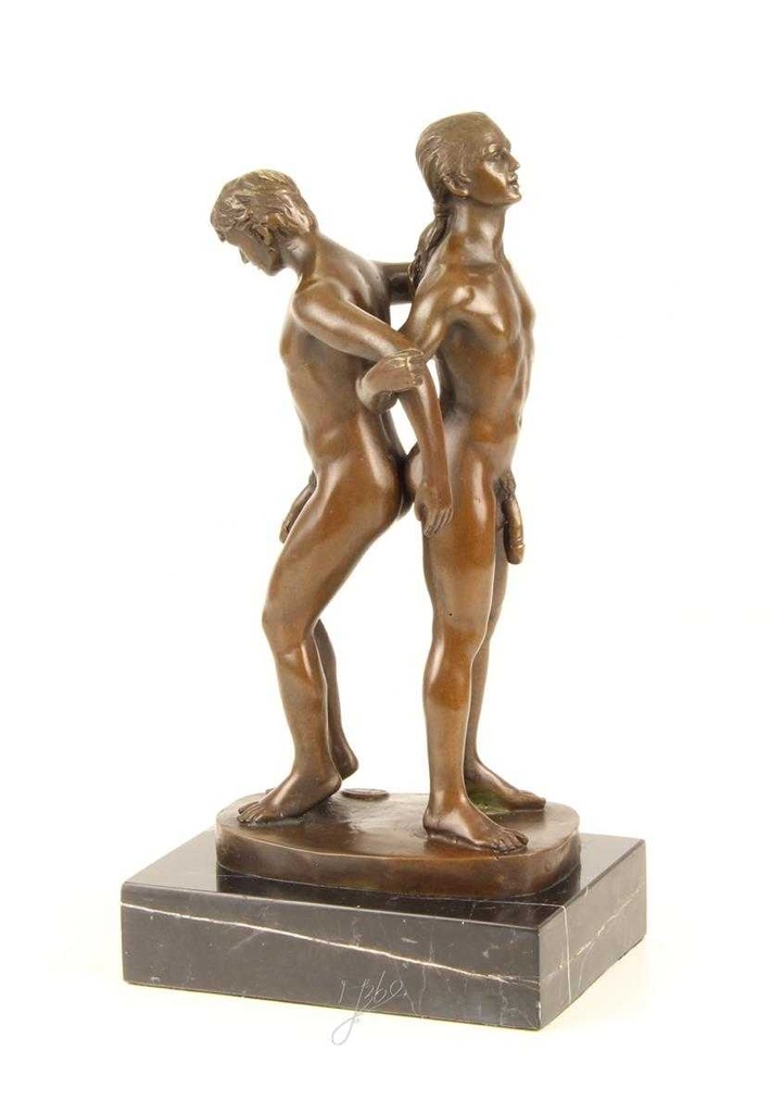 [LA-43835] Bronzeskulptur Bronzefigur Statue Erotik Liebesakt Nackte Gays Boys Jungs Männer Paar Bild 10