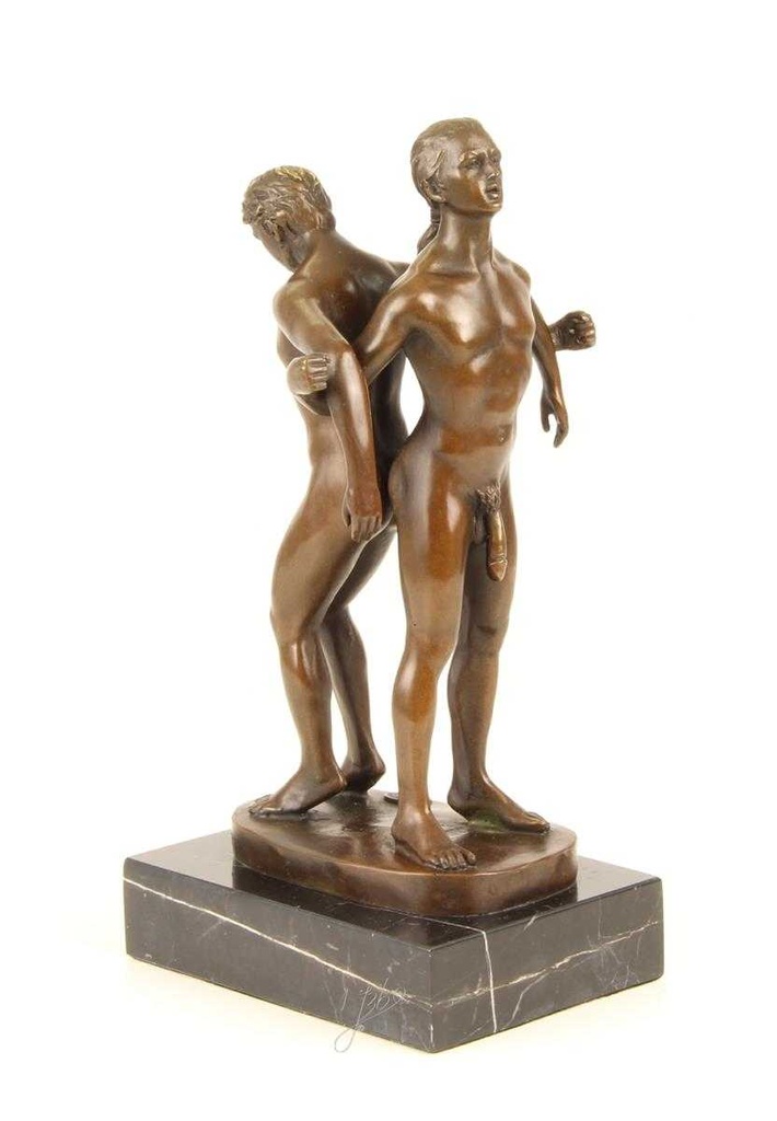 [LA-43835] Bronzeskulptur Bronzefigur Statue Erotik Liebesakt Nackte Gays Boys Jungs Männer Paar Bild 11