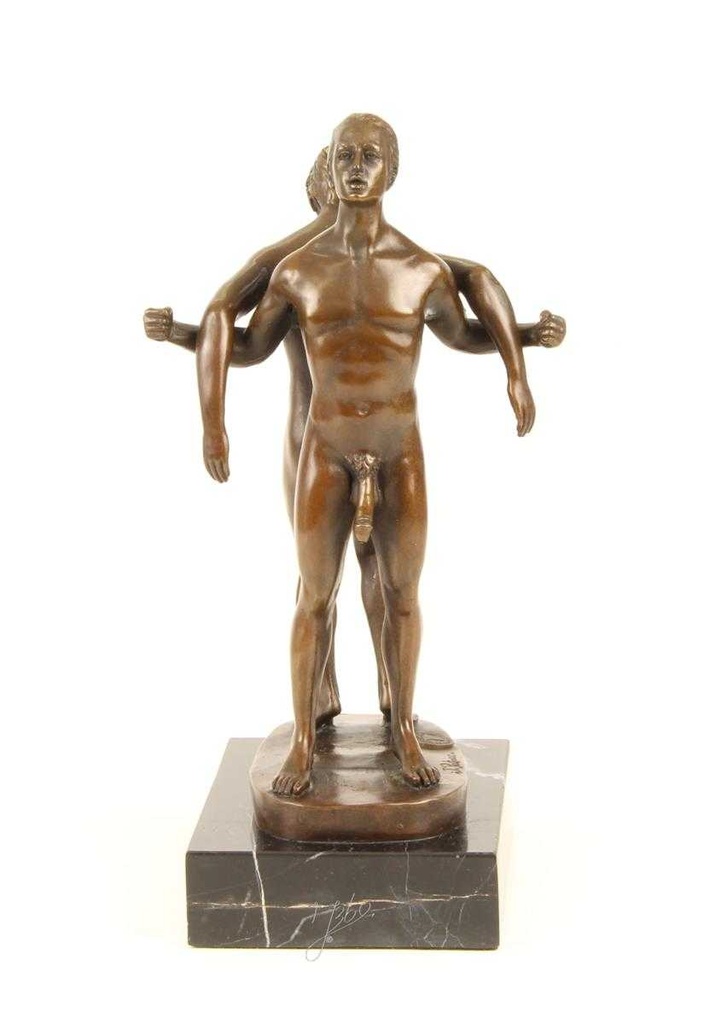 [LA-43835] Bronzeskulptur Bronzefigur Statue Erotik Liebesakt Nackte Gays Boys Jungs Männer Paar Bild 13
