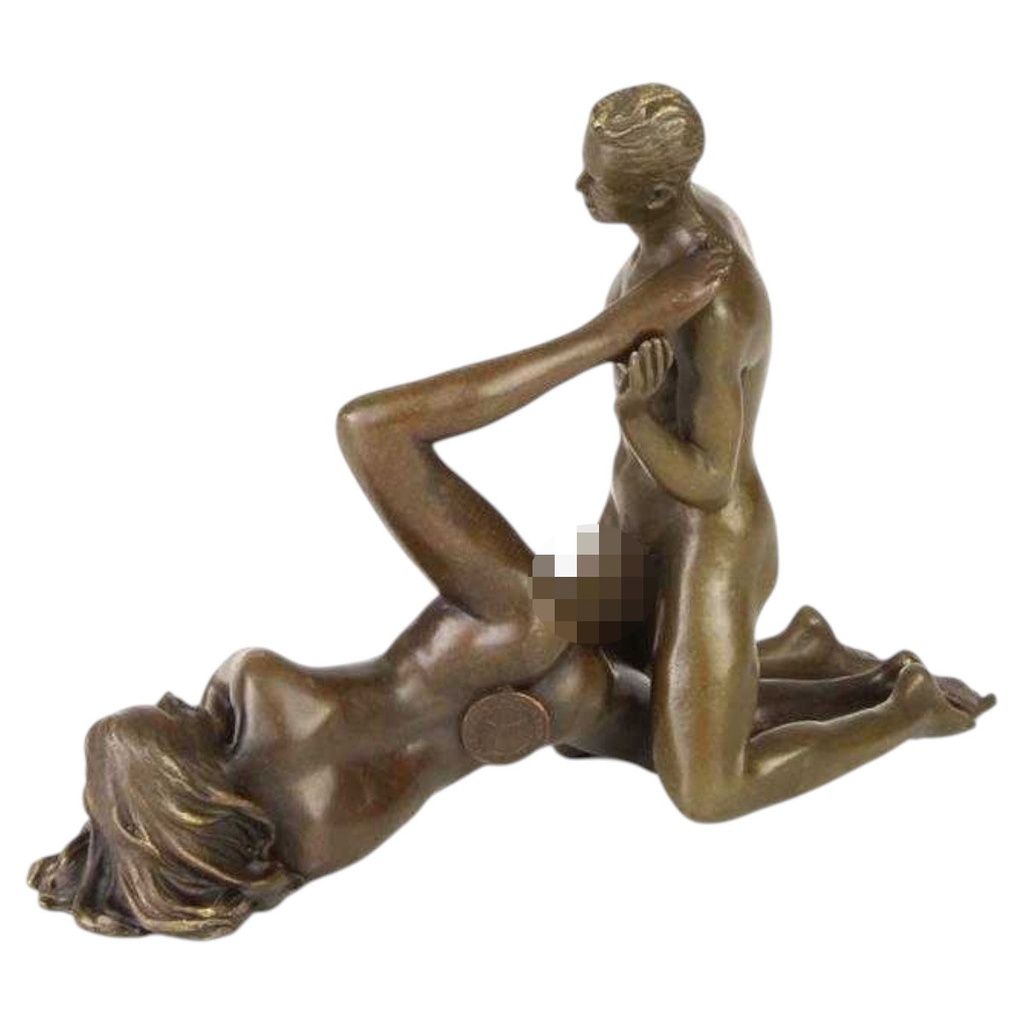 [LA-43836] Bronzeskulptur Bronzefigur Erotik Gruppe Statue Pärchen Akt Mann Frau Liebesakt Lust Bild 4