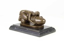 [LA-43839] Bronzeskulptur Bronzefigur Erotik Frau Umarmt Liegend Einen Phallus Bild 3