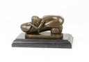 [LA-43839] Bronzeskulptur Bronzefigur Erotik Frau Umarmt Liegend Einen Phallus Bild 9