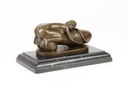 [LA-43839] Bronzeskulptur Bronzefigur Erotik Frau Umarmt Liegend Einen Phallus Bild 15