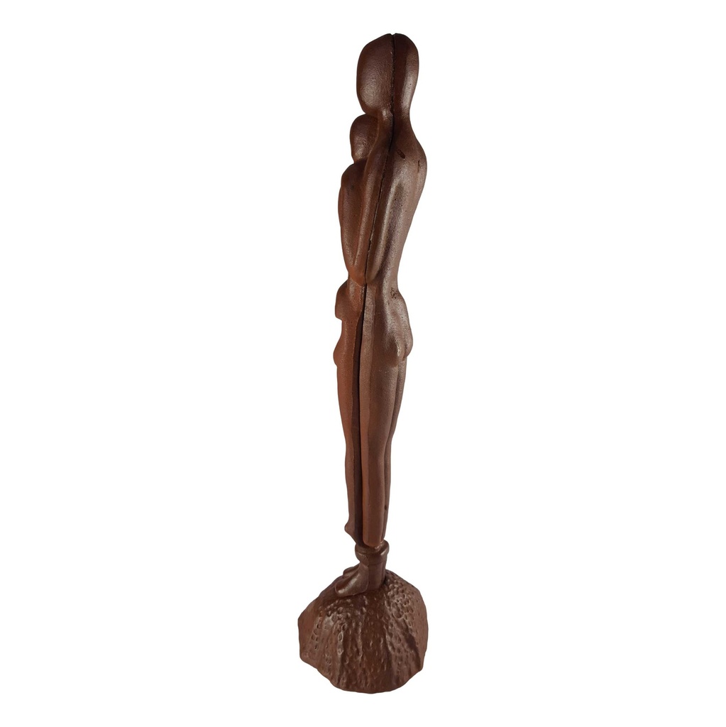 [LA-43939] Figur Skulptur Gusseisen umarmendes Paar Rostlook Abstrakt-Stil H 65,7 cm Bild 3