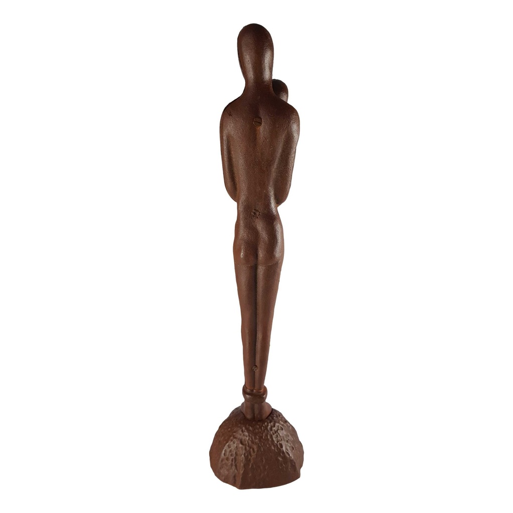 [LA-43939] Figur Skulptur Gusseisen umarmendes Paar Rostlook Abstrakt-Stil H 65,7 cm Bild 4