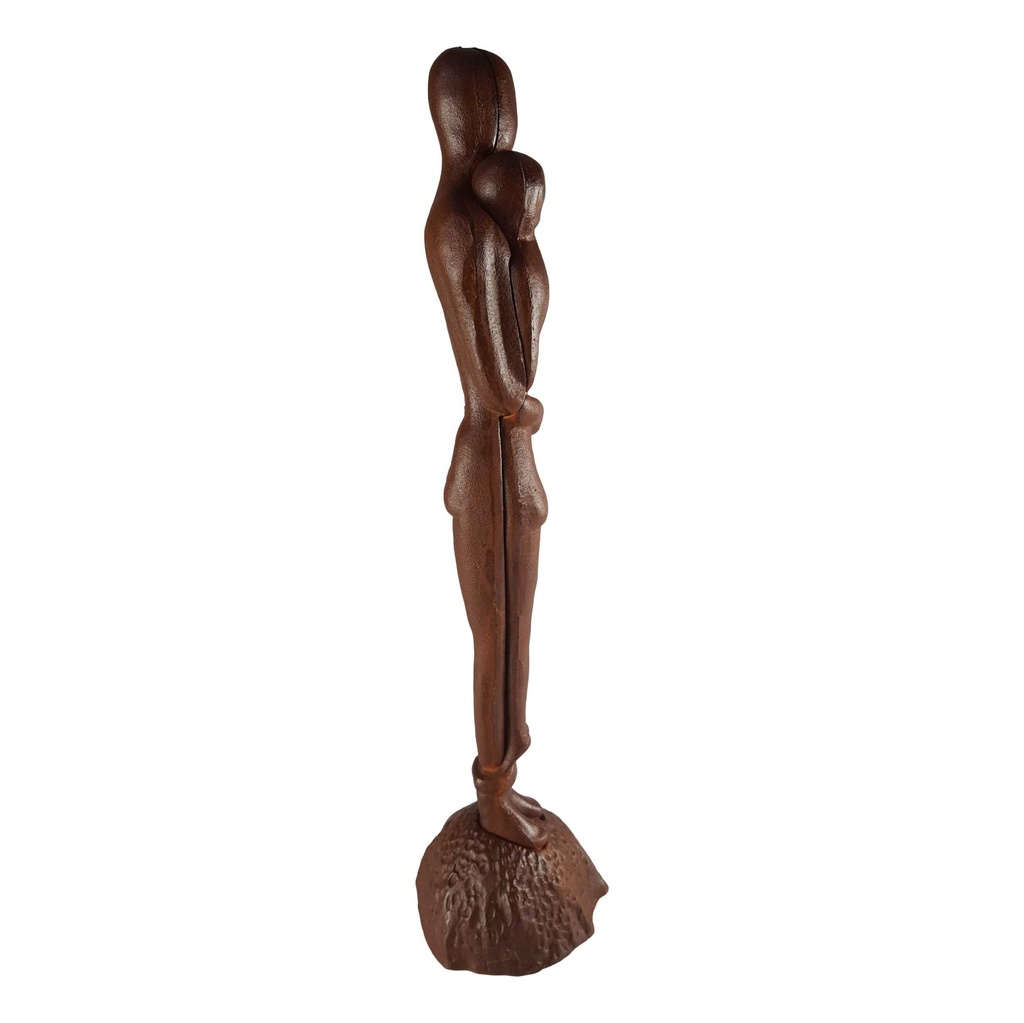 [LA-43939] Figur Skulptur Gusseisen umarmendes Paar Rostlook Abstrakt-Stil H 65,7 cm Bild 6