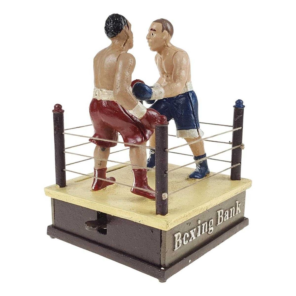 [LA-44253] Spardose Geldbank Skulptur Gusseisen 2 Boxer Boxring Boxen mechanisch Bild 3