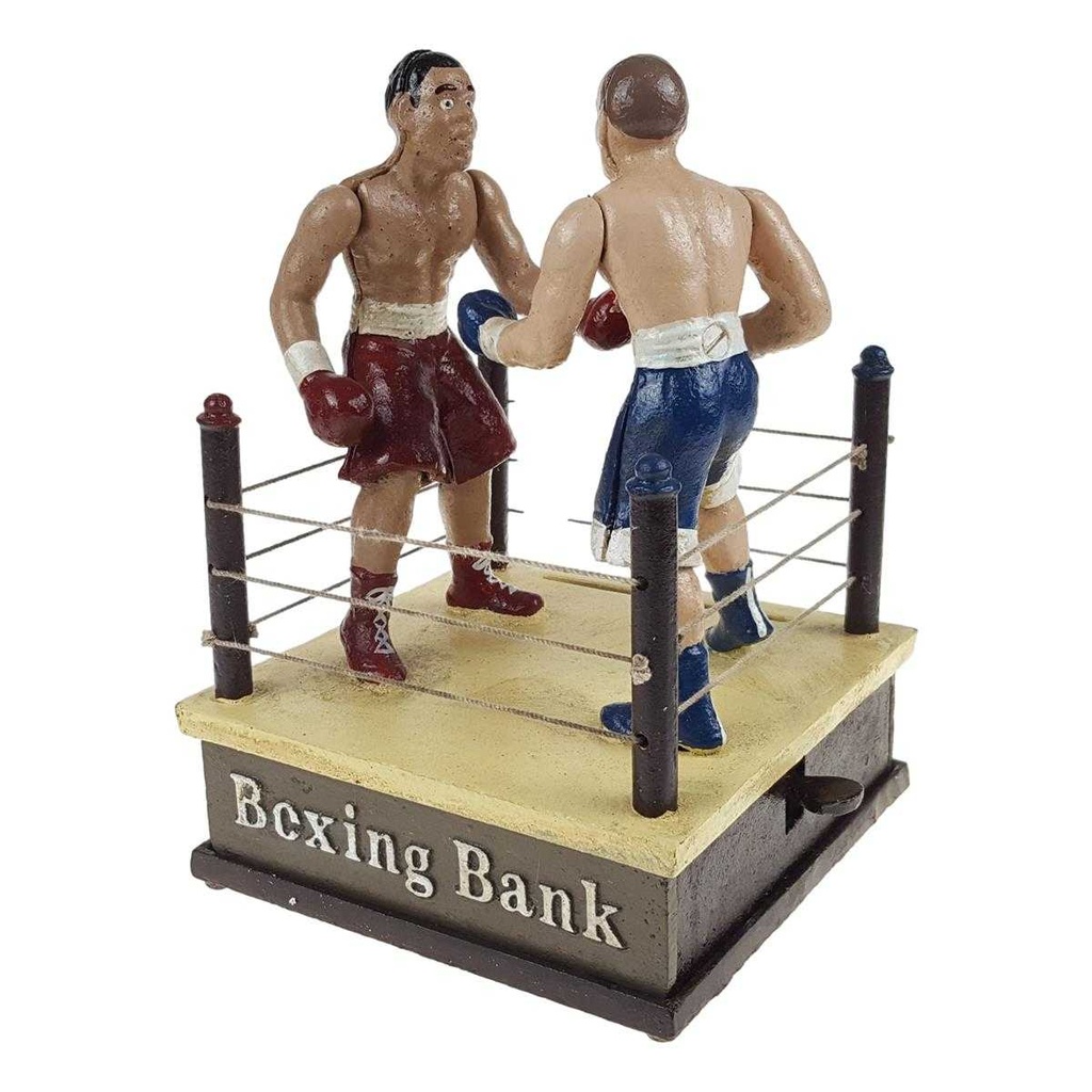 [LA-44253] Spardose Geldbank Skulptur Gusseisen 2 Boxer Boxring Boxen mechanisch Bild 4