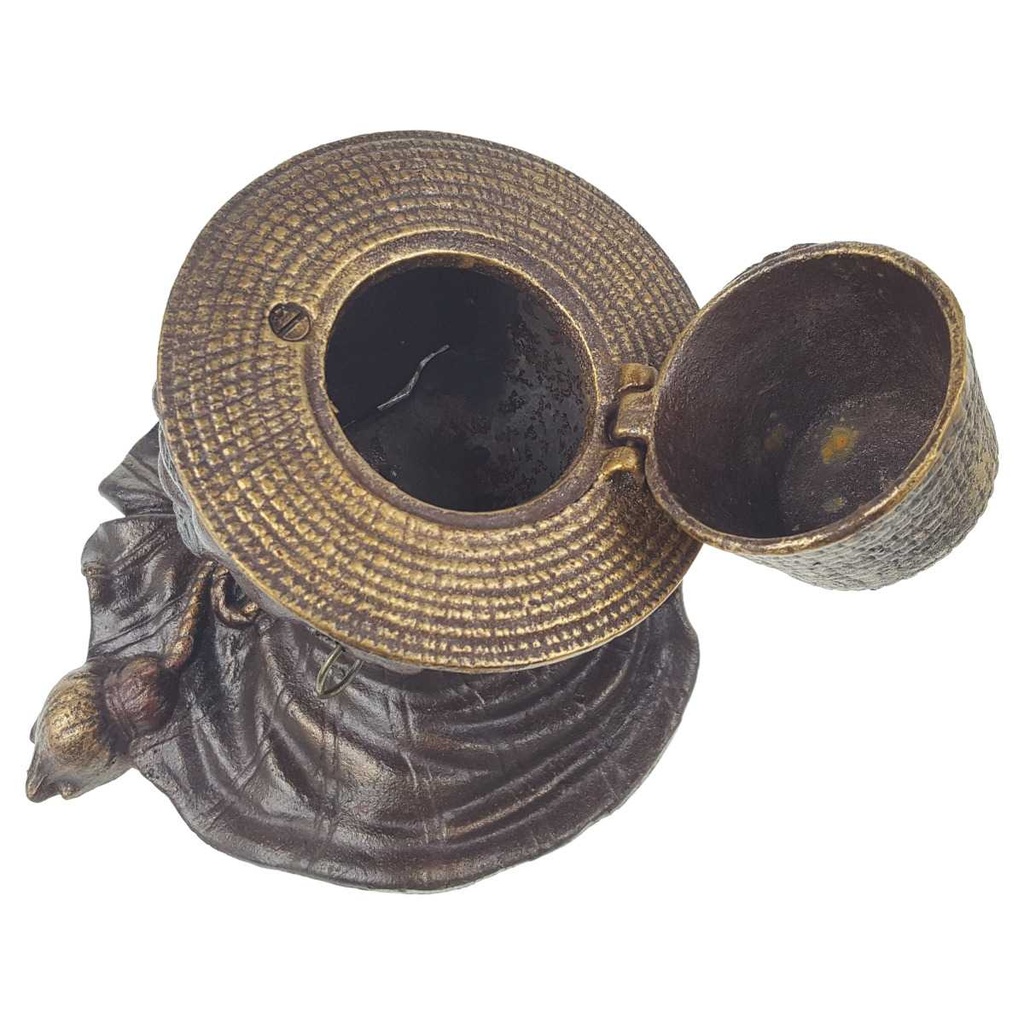[LA-44254] Spardose Geldbank Skulptur Gusseisen Mann mit Strohhut Tintenfass Bild 4