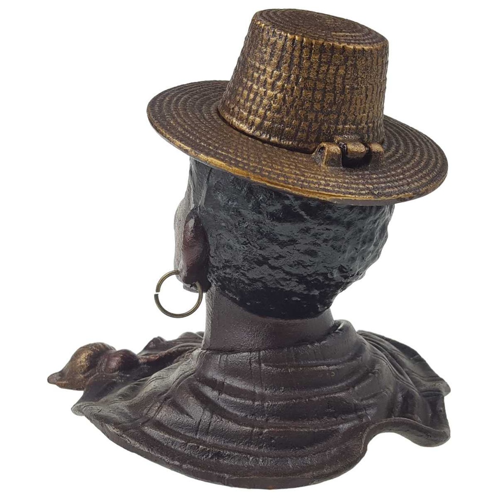 [LA-44254] Spardose Geldbank Skulptur Gusseisen Mann mit Strohhut Tintenfass Bild 5