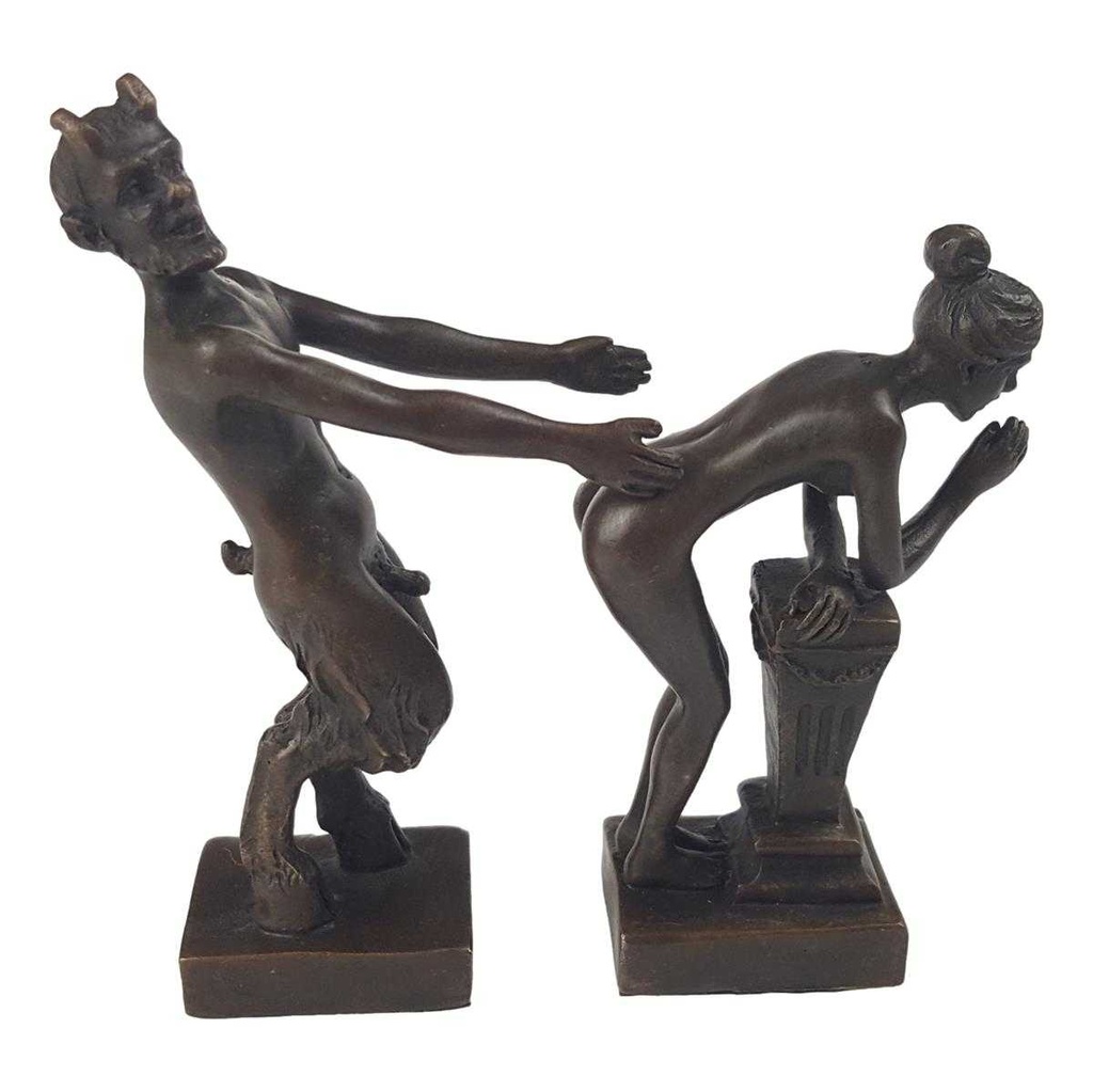 [LA-44354] Bronzeskulptur Bronzefigur Erotische Bronzegruppe Satyr & Frau Bild 2