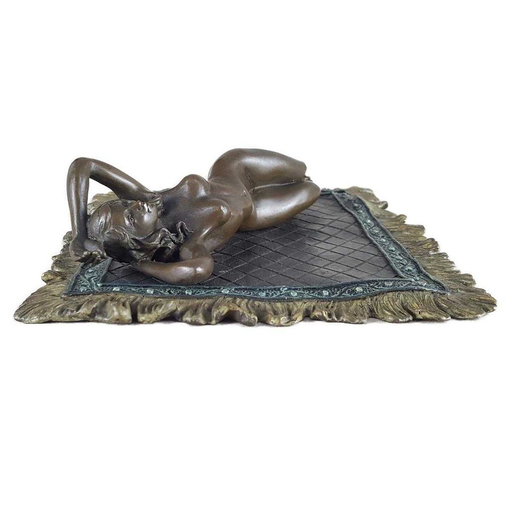 [LA-44355] Bronzeskulptur Bronzefigur Frau Nackt Weiblicher Akt Auf Teppich Bild 2
