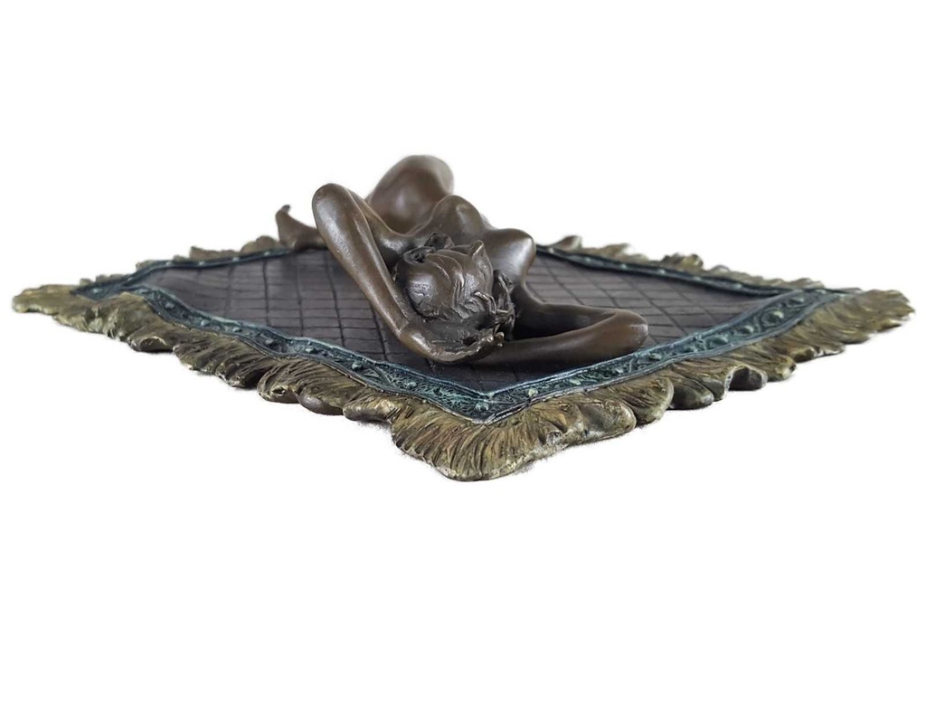 [LA-44355] Bronzeskulptur Bronzefigur Frau Nackt Weiblicher Akt Auf Teppich Bild 3