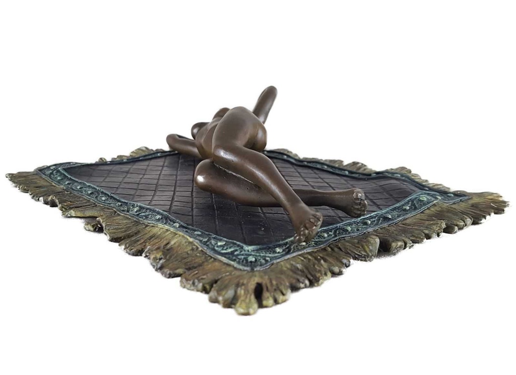 [LA-44355] Bronzeskulptur Bronzefigur Frau Nackt Weiblicher Akt Auf Teppich Bild 7