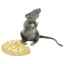 [LA-44366] Bronzeskulptur Bronzefigur Maus mit Keksen Bild 2