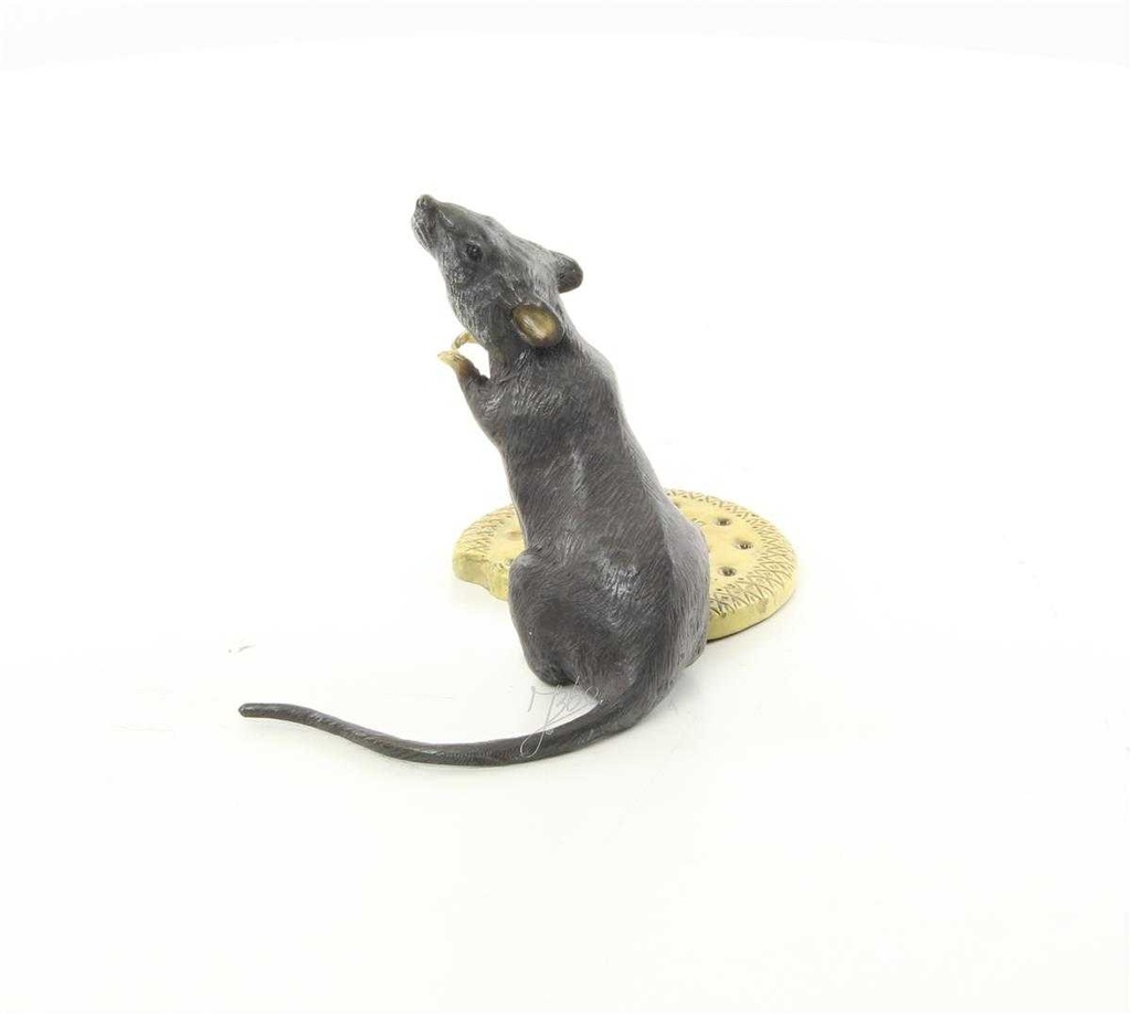 [LA-44366] Bronzeskulptur Bronzefigur Maus mit Keksen Bild 8