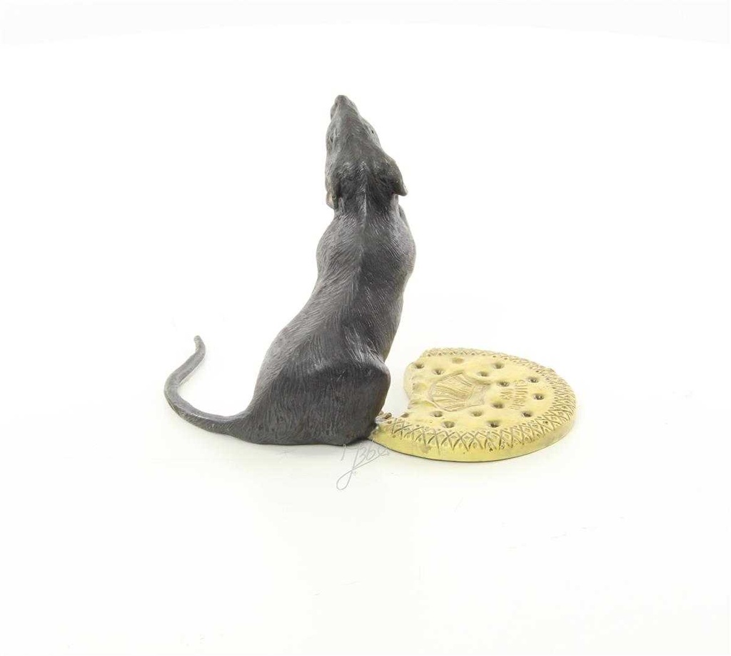 [LA-44366] Bronzeskulptur Bronzefigur Maus mit Keksen Bild 11