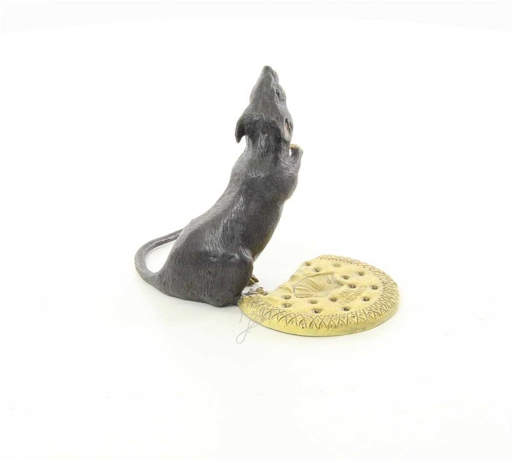 [LA-44366] Bronzeskulptur Bronzefigur Maus mit Keksen Bild 12