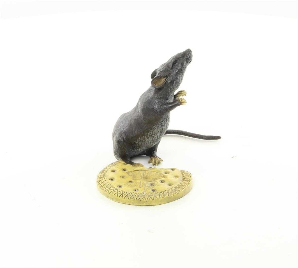 [LA-44366] Bronzeskulptur Bronzefigur Maus mit Keksen Bild 15