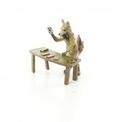 [LA-44368] Bronzeskulptur Bronzefigur Fuchs Spielt Karten Bild 4