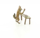 [LA-44368] Bronzeskulptur Bronzefigur Fuchs Spielt Karten Bild 12