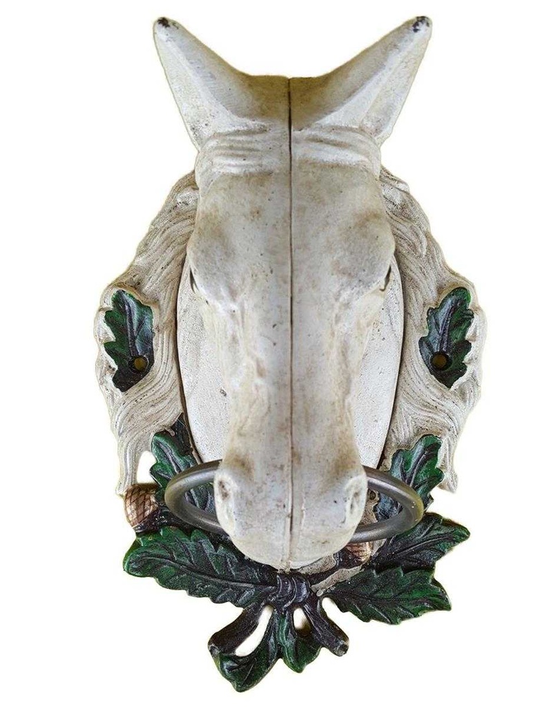 [LA-44467] Handtuchhalter Handtuchring weißer Pferdekopf Figur Skulptur H 30 cm Gusseisen Bild 3