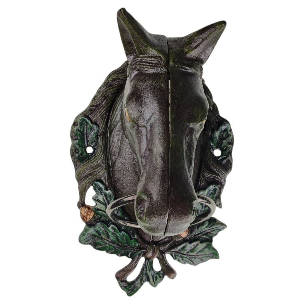 [LA-44468] Handtuchhalter Handtuchring brauner Pferdekopf Figur Skulptur Motiv Gusseisen Bild 6