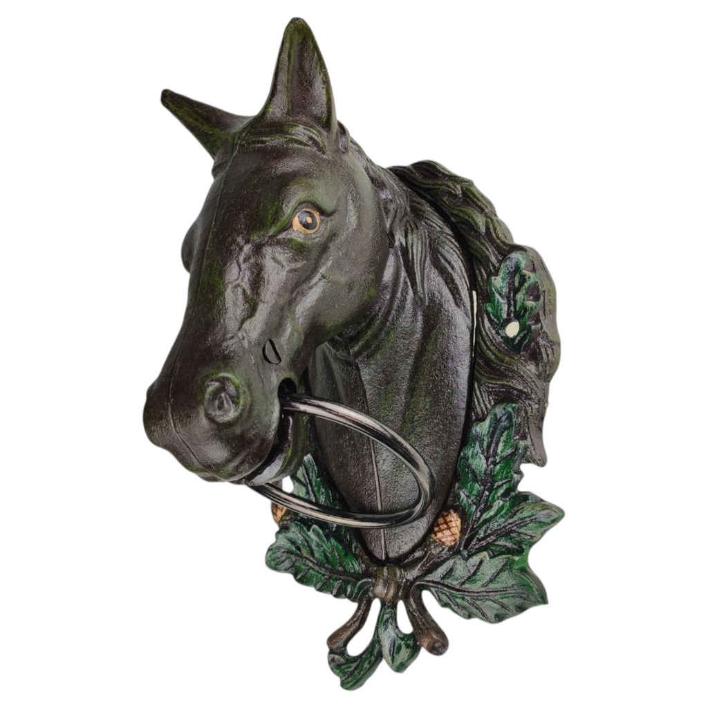 [LA-44468] Handtuchhalter Handtuchring brauner Pferdekopf Figur Skulptur Motiv Gusseisen Bild 7