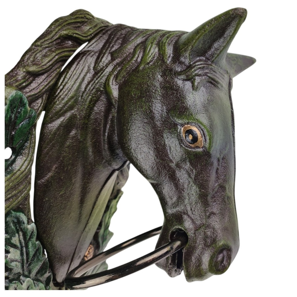 [LA-44468] Handtuchhalter Handtuchring brauner Pferdekopf Figur Skulptur Motiv Gusseisen Bild 10